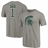 Michigan State Spartans Fanatics Branded Gray Greatest Dad Tri Blend T-Shirt,baseball caps,new era cap wholesale,wholesale hats